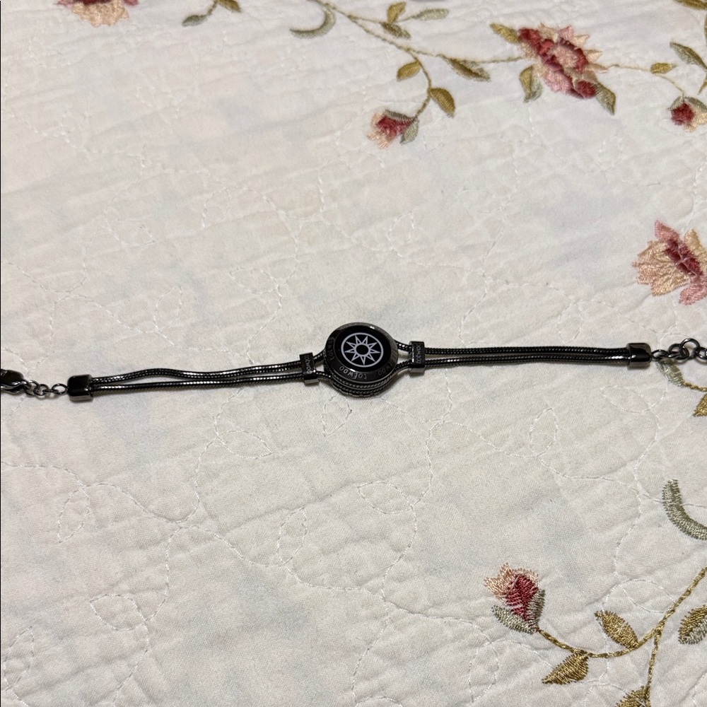 Black Stainless Steel Compass Charm Bracelet - Women